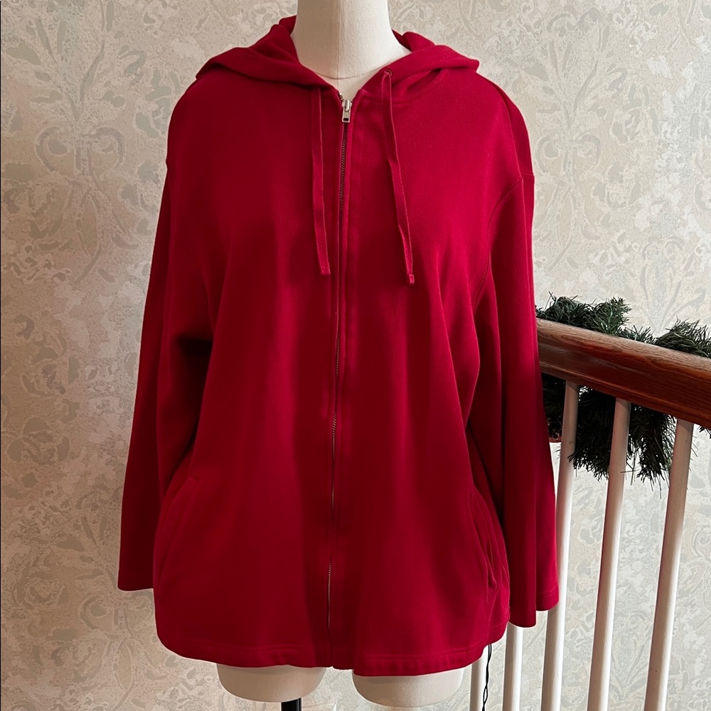 Talbots Red Women's Hooded Zip Front Jacket